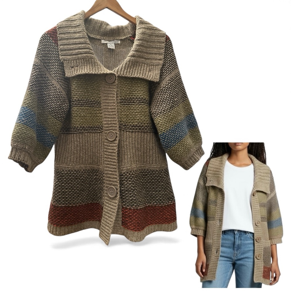 RXB Wool/Acrylic Blend Knit Cardigan with Button Front and Shawl Collar